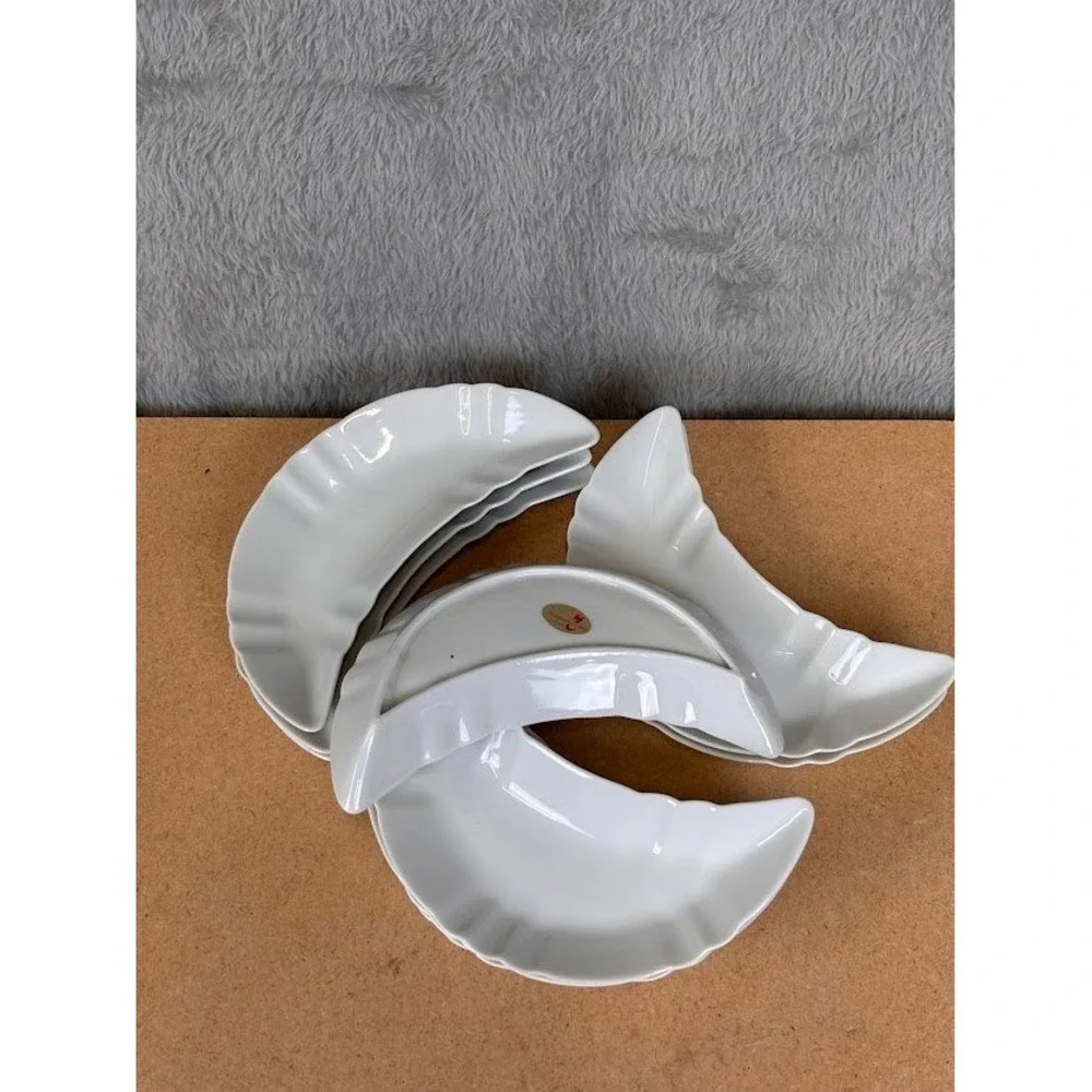 9 Maryland China Japan Frohberg White Crescent Bone Dishes Scalloped Edge Set